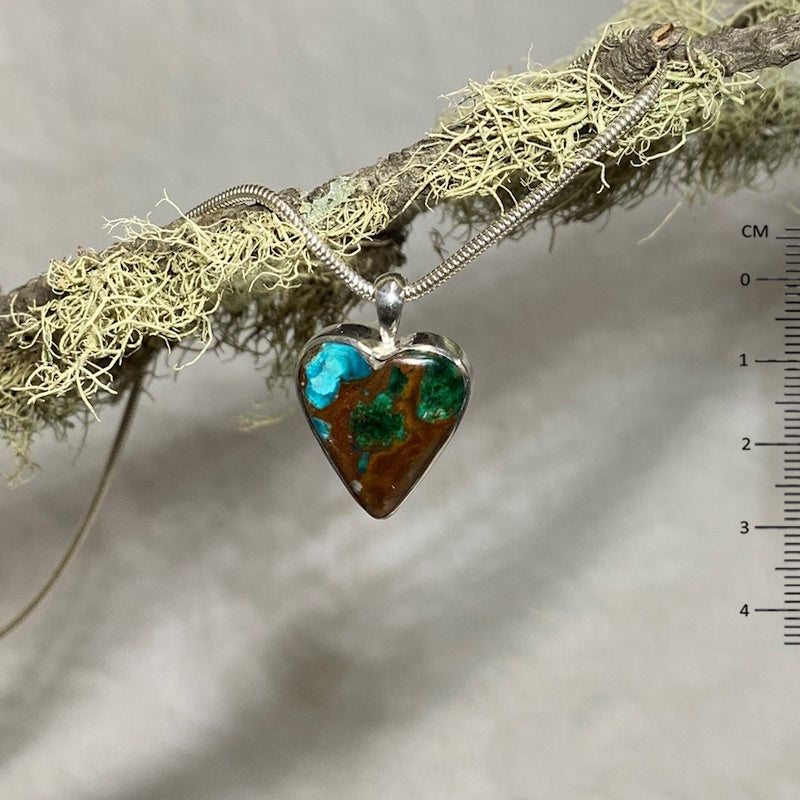 Heart Shaped Malachite in Chrysocolla Pendant