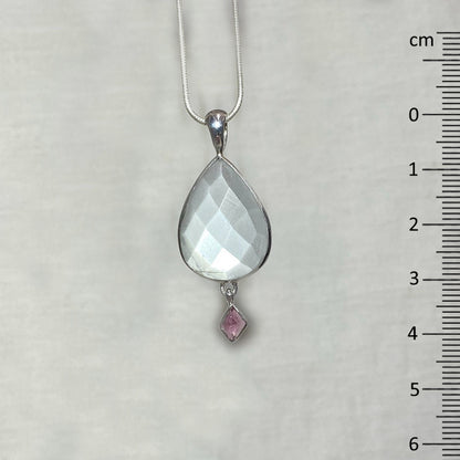 Combination Faceted Teardrop Moonstone & Pink Tourmaline Pendant