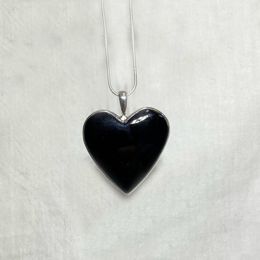 Heart Shaped Black Onyx Pendant