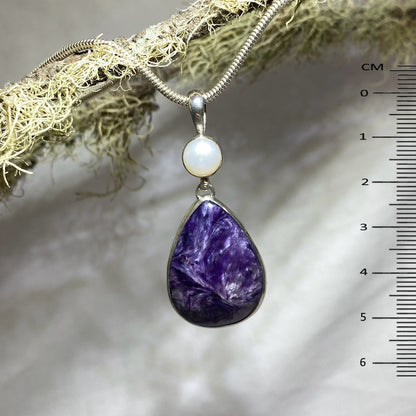 Combination Pearl and  Charoite Pendant