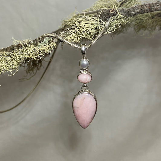 Combination Pearl Pink Opal Pendant