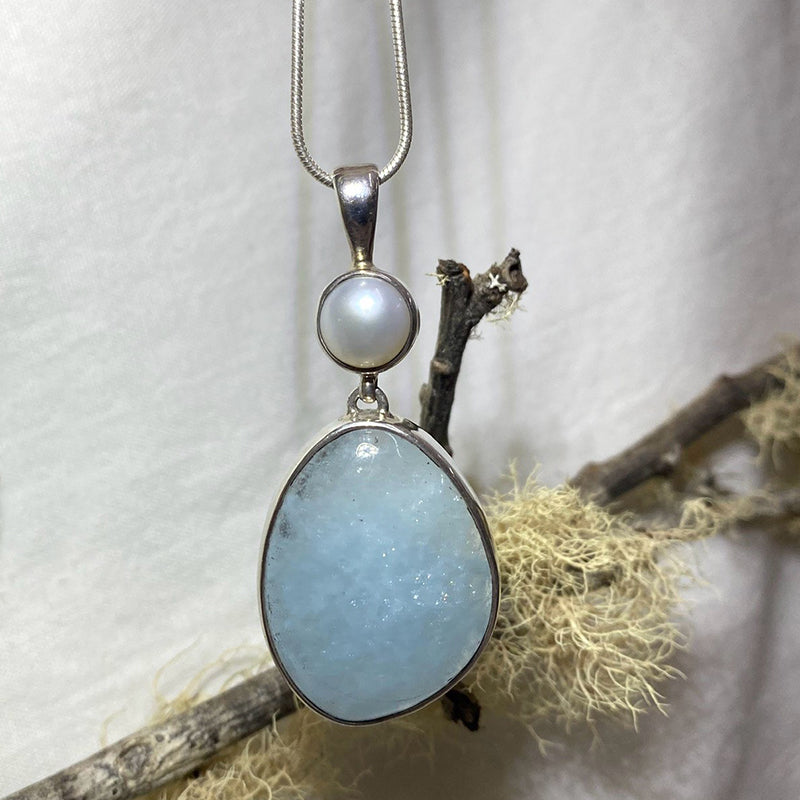 Aquamarine & Pearl Pendant