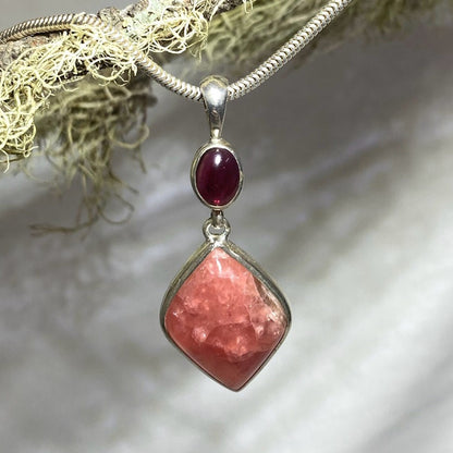 Combination Rhodocrhosite and Garnet Pendant