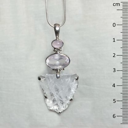 Combination Natural Desert Ice Quartz & Rose Quartz Pendant
