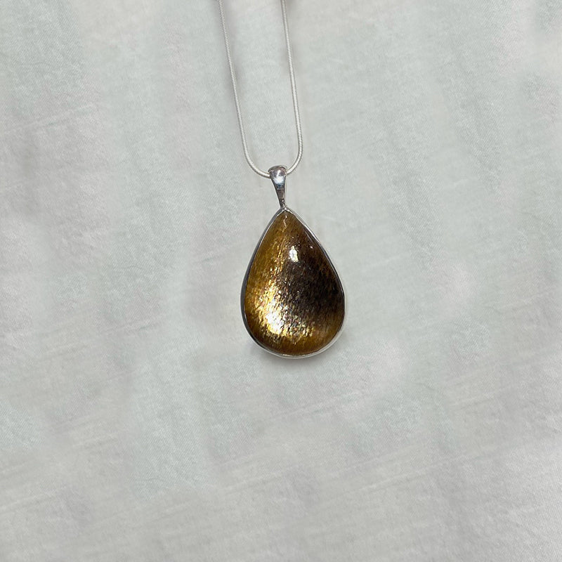 Teardrop Meteor Shower Sunstone Pendant