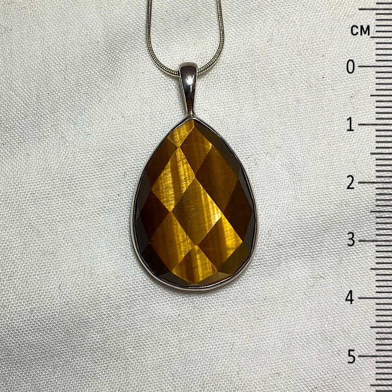 Faceted Teardrop Tigers Eye Pendant