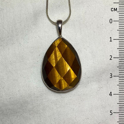 Faceted Teardrop Tigers Eye Pendant