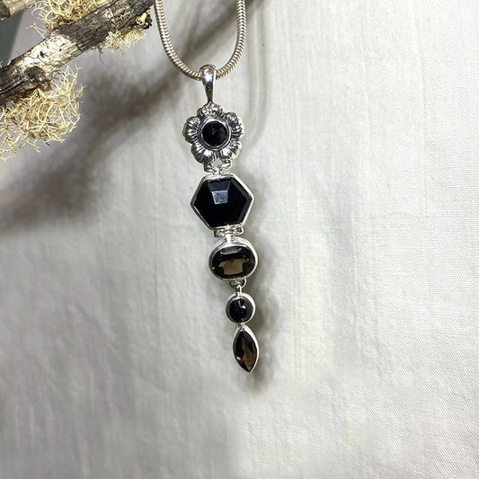 Combination Black Tourmaline, Spinel & Smoky Quartz Pendant