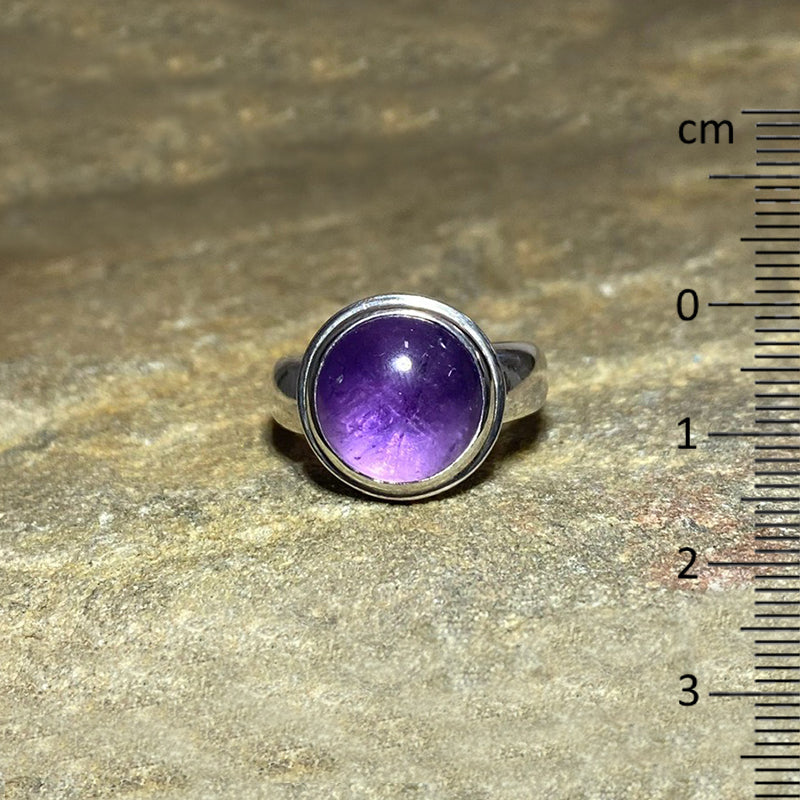 Round Amethyst Ring- Size 8