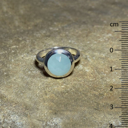 Round Faceted Aquamarine Ring- Size 8