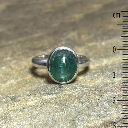 Oval Emerald Kyanite Ring- Size 8