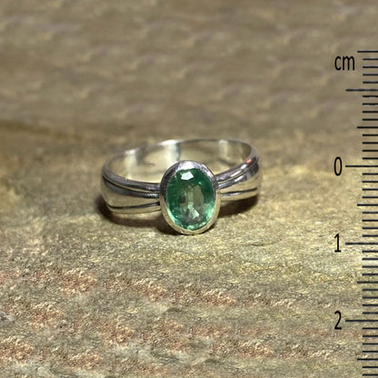 Faceted Oval Green Kyanite Ring- Size 8