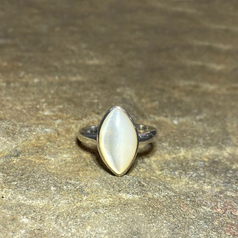 Marquise Shaped Mother Of Pearl Ring- Size 9