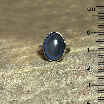 Oval Rainbow Obsidian Ring- Size 8