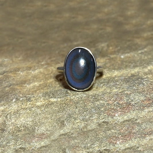 Oval Rainbow Obsidian Ring- Size 8