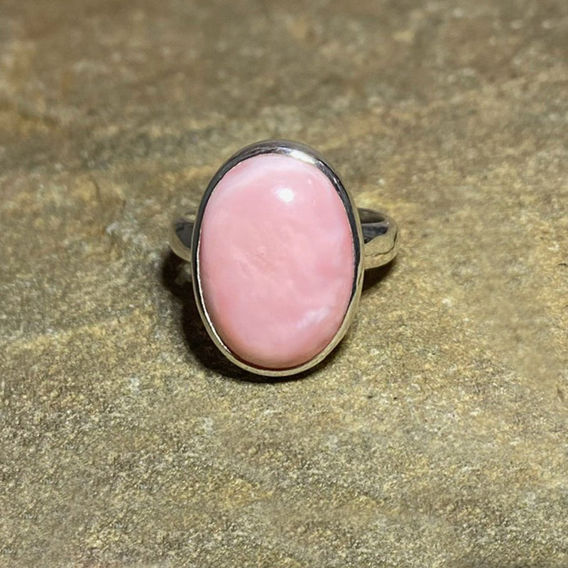 Oval Pink Opal Ring- Size 8