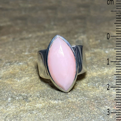 Faceted Marquese Pink Opal Ring- Size 8