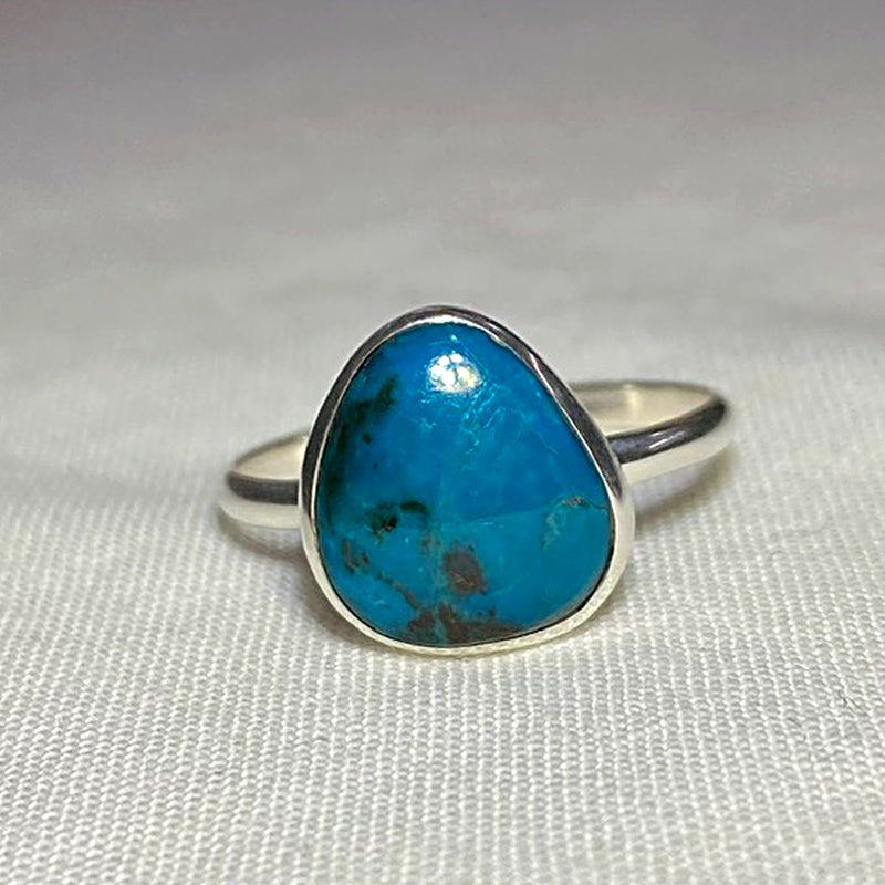 Teardrop Peruvian Blue Opal Ring- Size 8