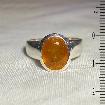 Faceted Oval Orange Sapphire Ring- Size 8