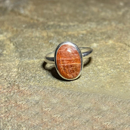 Oval Sunstone Ring- Size 6