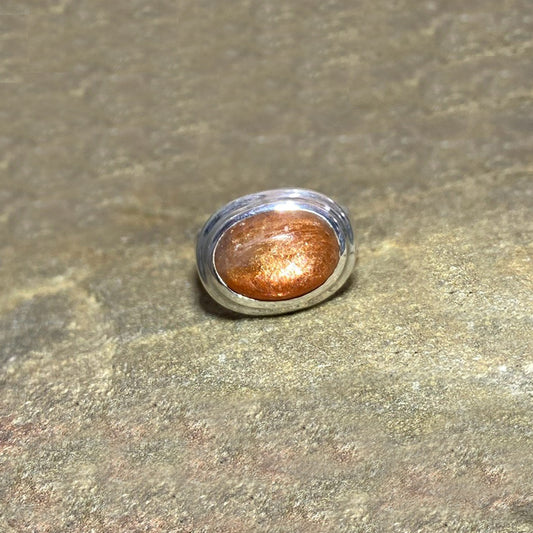 Oval Sunstone Ring- Size 8.5