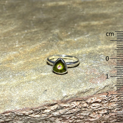 Triangle Watermelon Tourmaline Ring- Size 6