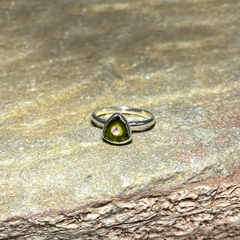 Triangle Watermelon Tourmaline Ring- Size 6