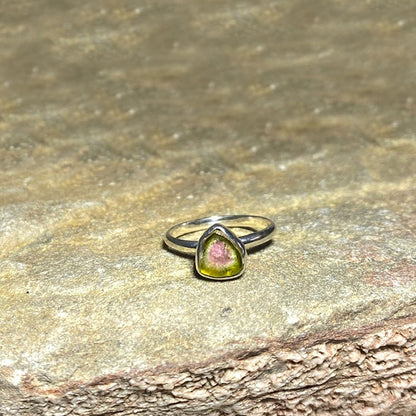 Triangle Watermelon Tourmaline Ring- Size 6