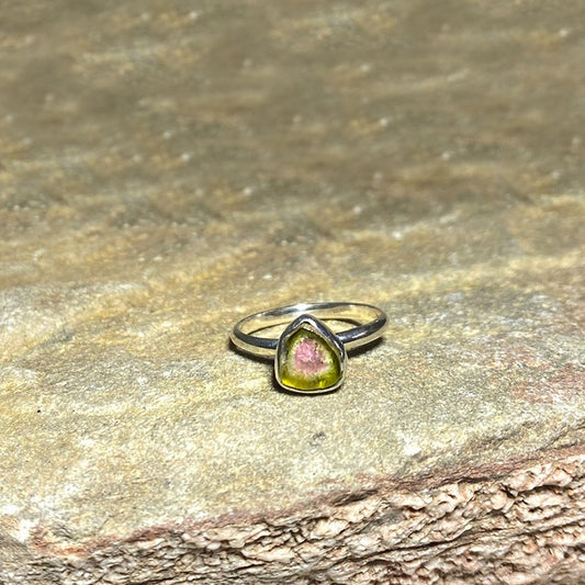 Triangle Watermelon Tourmaline Ring- Size 6