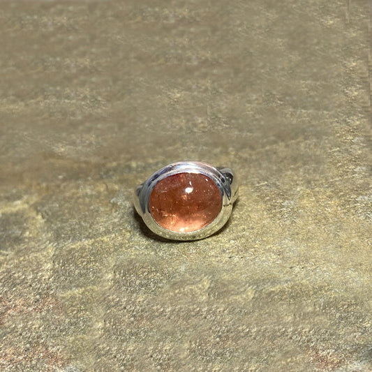 Oval Peach Tourmaline Ring- Size 7.5
