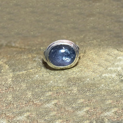Oval Grey Blue Tourmaline Ring- Size 7.5
