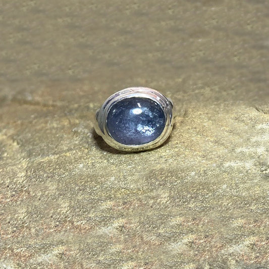 Oval Grey Blue Tourmaline Ring- Size 7.5