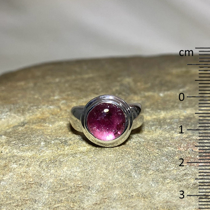 Round Pink Tourmaline Ring- Size 8.5