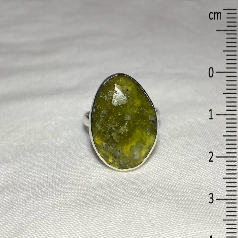 Faceted Freeform Vesuvianite Ring- Size 8