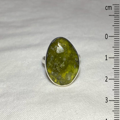 Faceted Freeform Vesuvianite Ring- Size 8