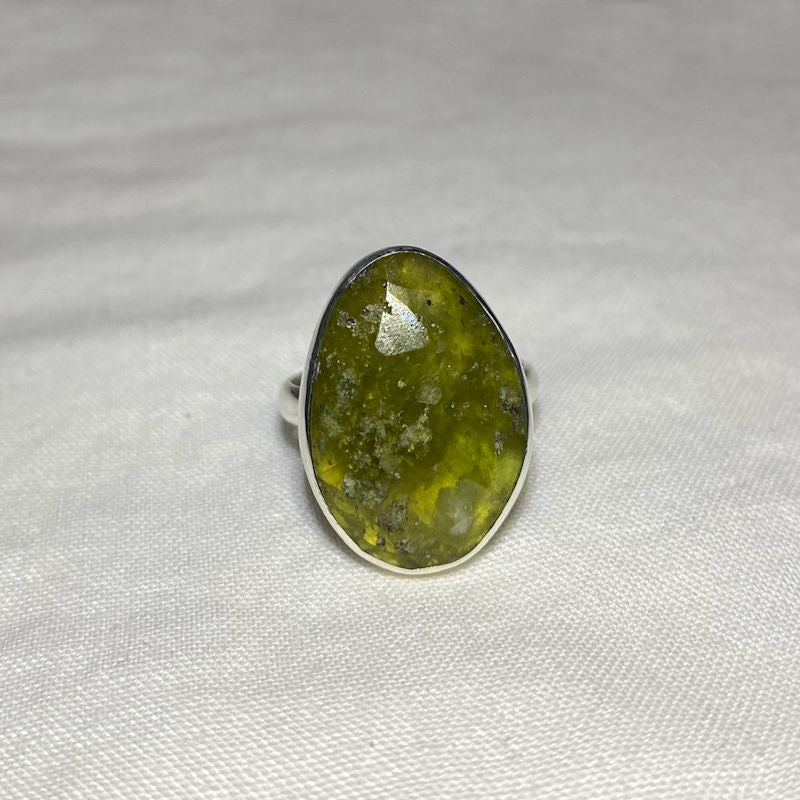 Faceted Freeform Vesuvianite Ring- Size 8