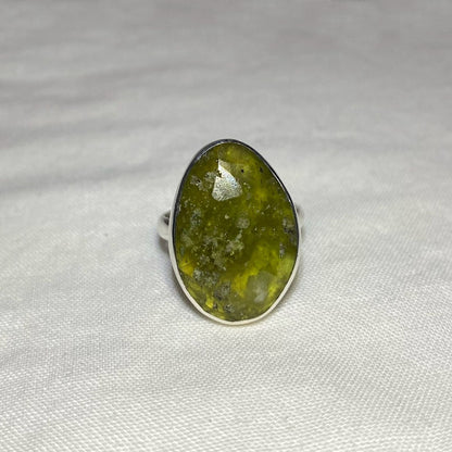 Faceted Freeform Vesuvianite Ring- Size 8