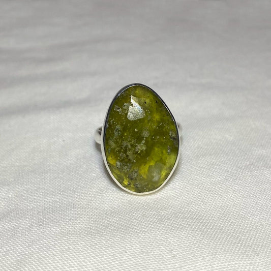 Faceted Freeform Vesuvianite Ring- Size 8