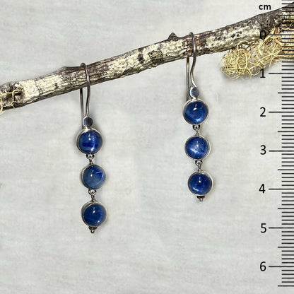 Round Triple Blue Kyanite Earrings