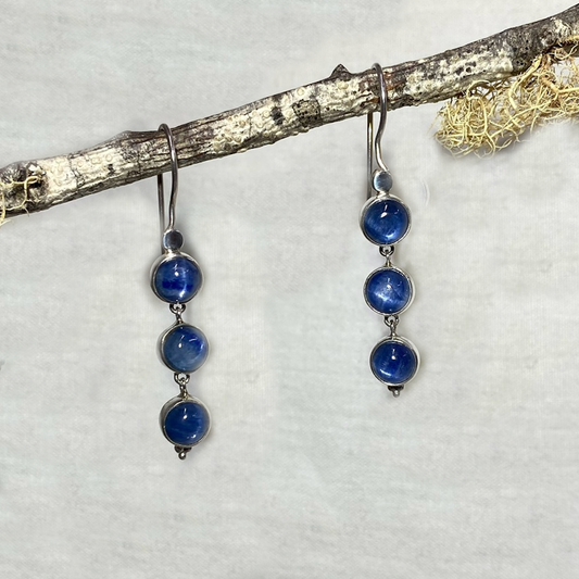 Round Triple Blue Kyanite Earrings