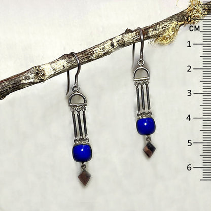 Square Lapis Lazuli Mapuche Earrings
