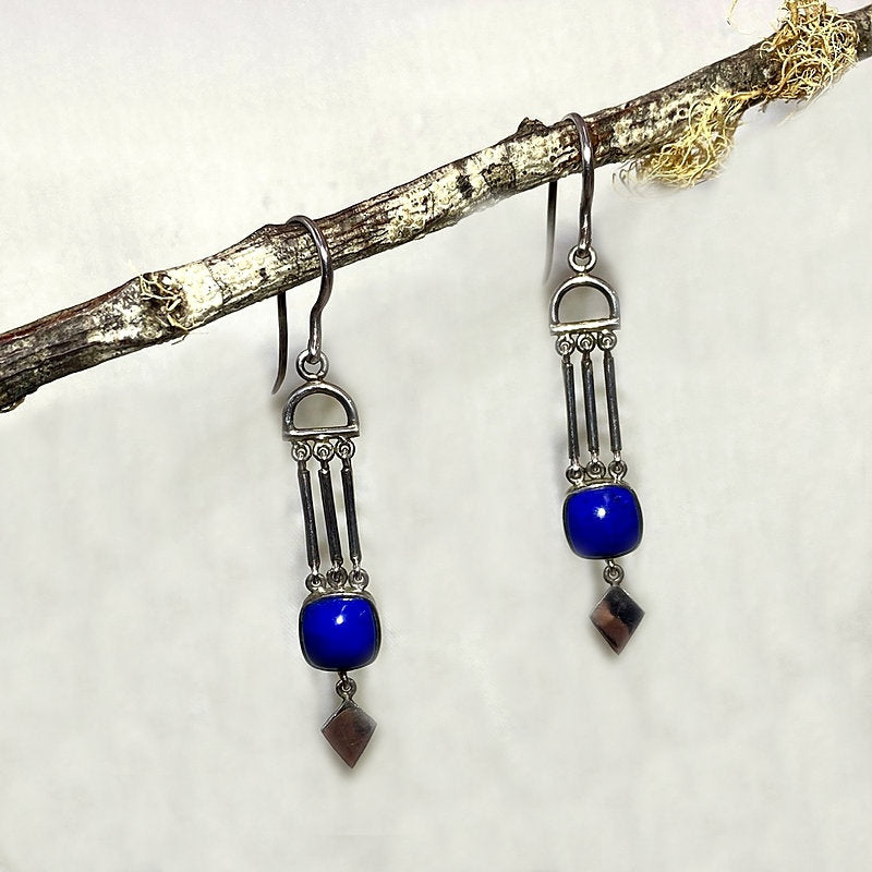 Square Lapis Lazuli Mapuche Earrings