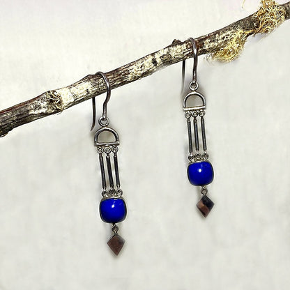 Square Lapis Lazuli Mapuche Earrings