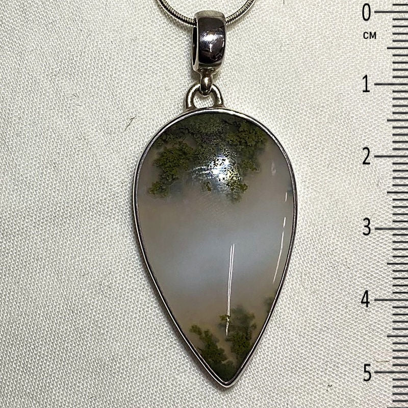 Pear Shaped Moss Agate Pendant