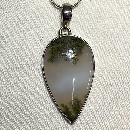 Pear Shaped Moss Agate Pendant