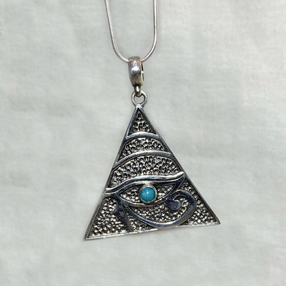 Round Amazonite Eye Of Horus Pendant