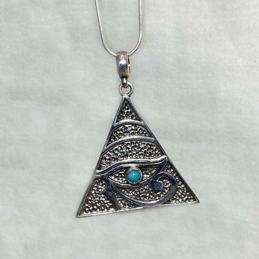 Round Amazonite Eye Of Horus Pendant