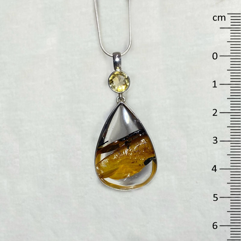 Combination Faceted Round Citrine & Teardrop Golden Healer Pendant