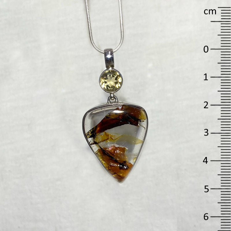 Combination Faceted Round Citrine & Pear Shaped Golden Healer Pendant