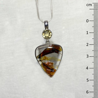 Combination Faceted Round Citrine & Pear Shaped Golden Healer Pendant